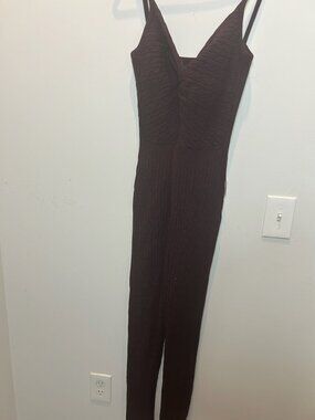 Fashion Nova Rust Cable Knit Sleeveless Jumpsuit Sz XL